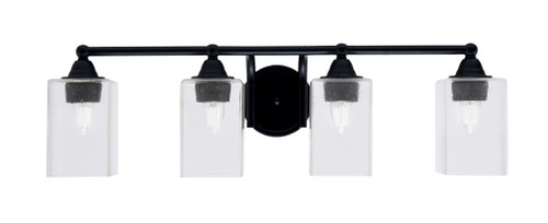 Paramount 4 Light Bath Bar In Matte Black Finish With 4" Clear Bubble Glass (3424-MB-530)