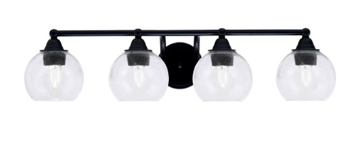 Paramount 4 Light Bath Bar In Matte Black Finish With 5.75" Clear Bubble Glass (3424-MB-4100)