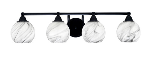 Paramount 4 Light Bath Bar In Matte Black Finish With 5.75" Onyx Swirl Glass (3424-MB-4109)