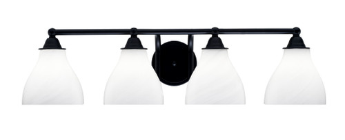 Paramount 4 Light Bath Bar In Matte Black Finish With 6.25" White Marble Glass (3424-MB-4761)
