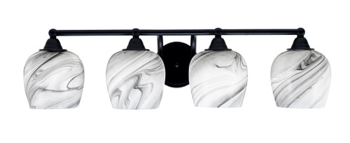 Paramount 4 Light Bath Bar In Matte Black Finish With 6" Onyx Swirl Glass (3424-MB-4819)