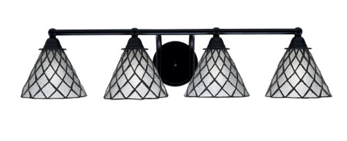 Paramount 4 Light Bath Bar In Matte Black Finish With 7" Diamond Ice Art Glass (3424-MB-9185)