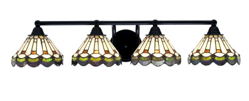 Paramount 4 Light Bath Bar In Matte Black Finish With 7" Cyprus Art Glass (3424-MB-9395)
