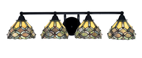 Paramount 4 Light Bath Bar In Matte Black Finish With 7" Grand Merlot Art Glass (3424-MB-9435)