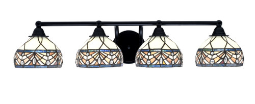 Paramount 4 Light Bath Bar In Matte Black Finish With 7" Royal Merlot Art Glass (3424-MB-9485)