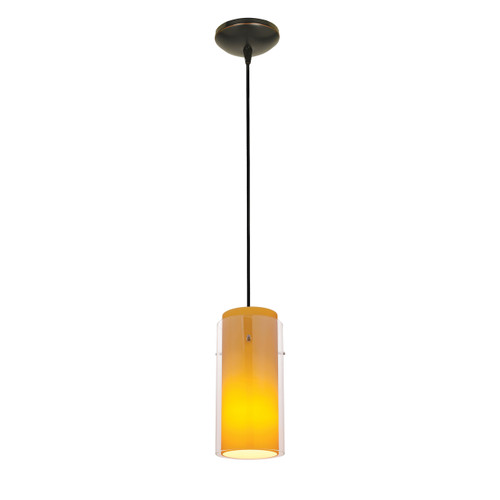 Glass`n Glass Cylinder Oil Rubbed Bronze Pendant (28033-1C-ORB/CLAM)