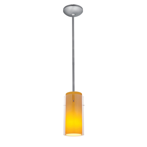Glass`n Glass Cylinder Brushed Steel Pendant (28033-1R-BS/CLAM)