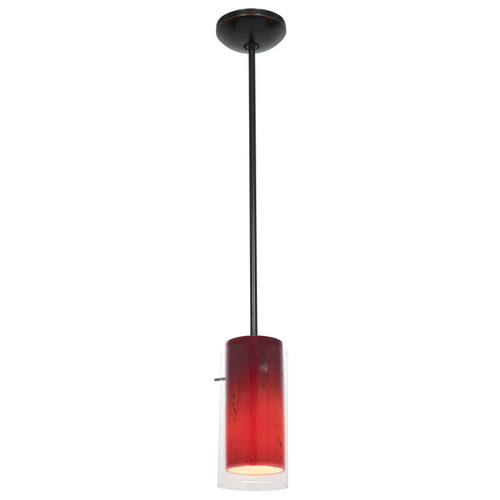 Glass`n Glass Cylinder Oil Rubbed Bronze Pendant (28033-1R-ORB/CLRUSKY)