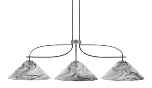 Monterey 3 Light Bar Shown In Graphite & Painted Distressed Wood-look Metal Finish With 16" Onyx Swirl Glass (2936-GPDW-2169)