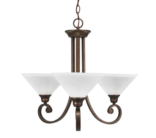 Curl Uplight, 3 Light, Chandelier Shown In Bronze Finish With 10" White Muslin Glass  (253-BRZ-314)