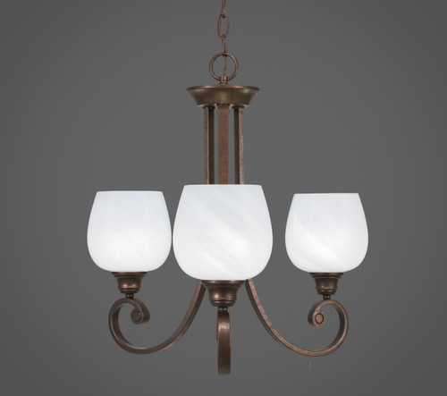 Curl Uplight, 3 Light, Chandelier Shown In Bronze Finish With 6" White Marble Glass (253-BRZ-4811)