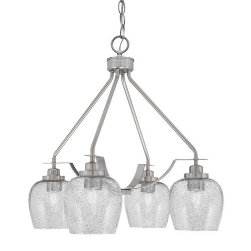 Odyssey Downlight, 4 Light, Chandelier In Brushed Nickel Finish With 6" Smoke Bubble Glass (2604-BN-4812)