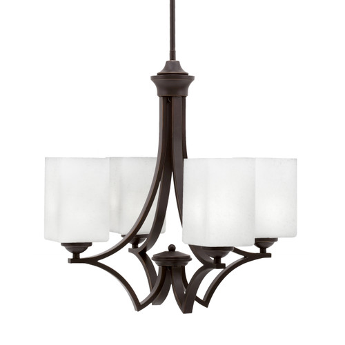 Zilo Uplight, 4 Light, Chandelier In Dark Granite Finish With 4" White Muslin Glass (564-DG-531)