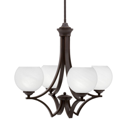 Zilo Uplight, 4 Light, Chandelier In Dark Granite Finish With 5.75" White Marble Glass (564-DG-4101)