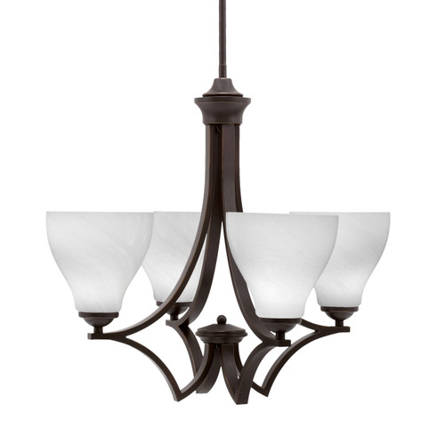 Zilo Uplight, 4 Light, Chandelier In Dark Granite Finish With 6.25" White Marble Glass (564-DG-4761)