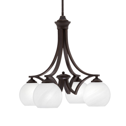 Zilo Downlight, 4 Light, Chandelier In Dark Granite Finish With 5.75" White Marble Glass (568-DG-4101)