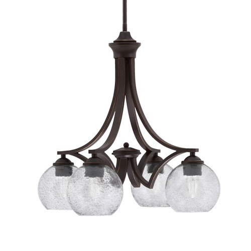 Zilo Downlight, 4 Light, Chandelier In Dark Granite Finish With 5.75" Smoke Bubble Glass  (568-DG-4102)