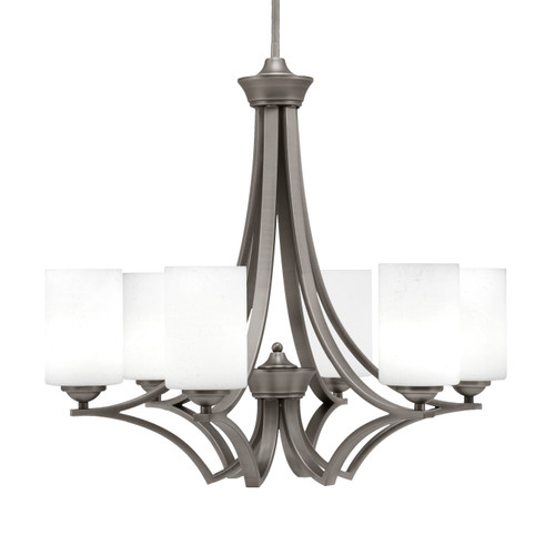 Zilo Uplight, 6 Light, Chandelier In Graphite Finish With 4" White Muslin Glass (566-GP-310)