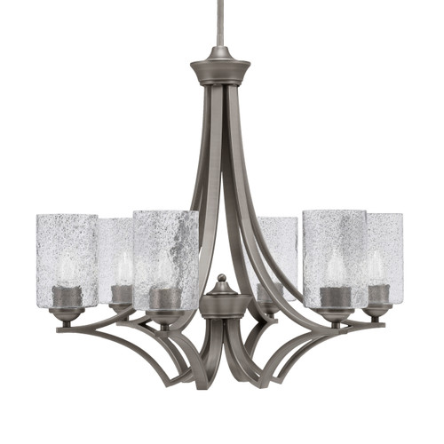 Zilo Uplight, 6 Light, Chandelier In Graphite Finish With 4" Smoke Bubble Glass (566-GP-3002)