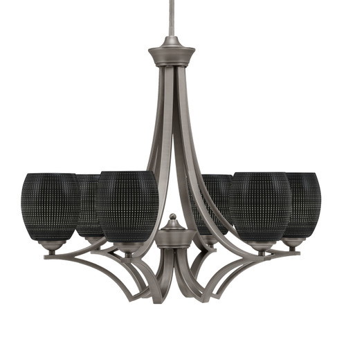 Zilo Uplight, 6 Light, Chandelier In Graphite Finish With 5" Black Matrix Glass (566-GP-4029)