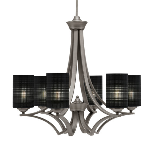 Zilo Uplight, 6 Light, Chandelier In Graphite Finish With 4" Black Matrix Glass (566-GP-4069)