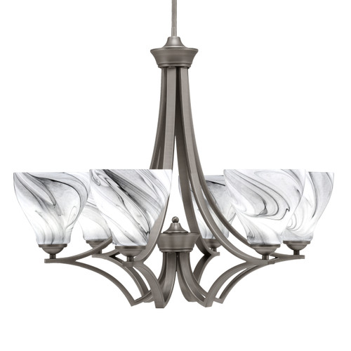 Zilo Uplight, 6 Light, Chandelier In Graphite Finish With 6.25" Onyx Swirl Glass (566-GP-4769)
