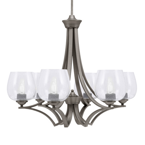 Zilo Uplight, 6 Light, Chandelier In Graphite Finish With 6" Clear Bubble Glass (566-GP-4810)