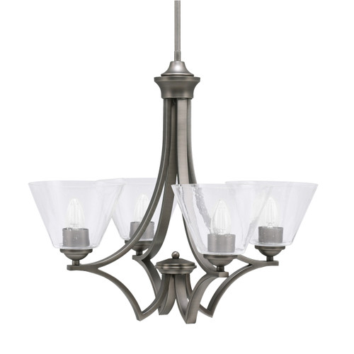 Zilo Uplight, 4 Light, Chandelier In Graphite Finish With 7" Clear Bubble Glass (564-GP-302)