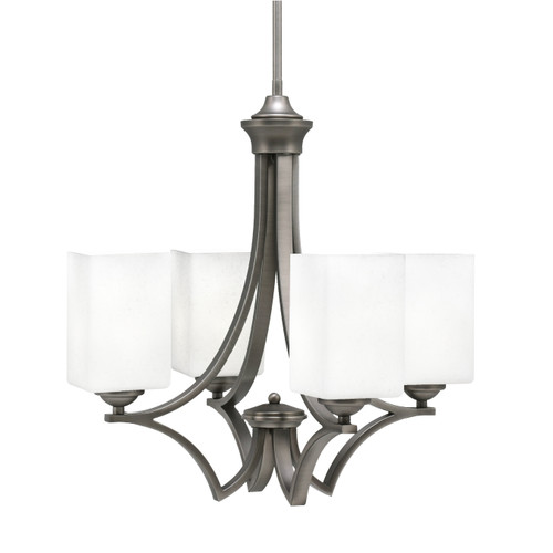 Zilo Uplight, 4 Light, Chandelier In Graphite Finish With 4" White Muslin Glass (564-GP-531)