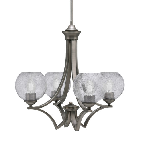 Zilo Uplight, 4 Light, Chandelier In Graphite Finish With 5.75" Smoke Bubble Glass (564-GP-4102)