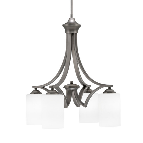 Zilo Downlight, 4 Light, Chandelier In Graphite Finish With 4" White Muslin Glass  (568-GP-310)