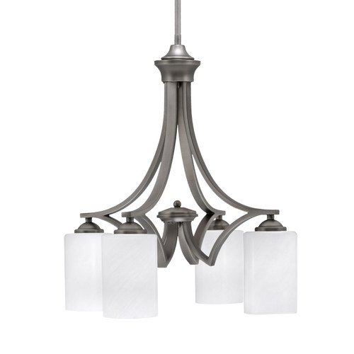 Zilo Downlight, 4 Light, Chandelier In Graphite Finish With 4" White Marble Glass (568-GP-3001)