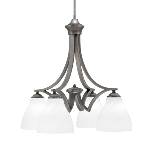 Zilo Downlight, 4 Light, Chandelier In Graphite Finish With 6.25" White Marble Glass (568-GP-4761)