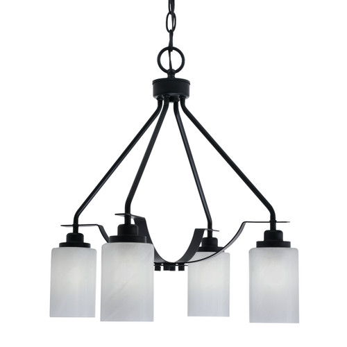 Odyssey Downlight, 4 Light, Chandelier In Matte Black Finish With 4" White Marble Glass (2604-MB-3001)