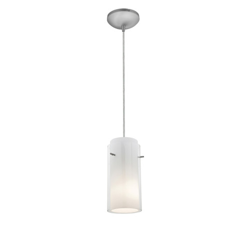 Glass`n Glass Cylinder Brushed Steel Pendant (28033-1C-BS/CLOP)