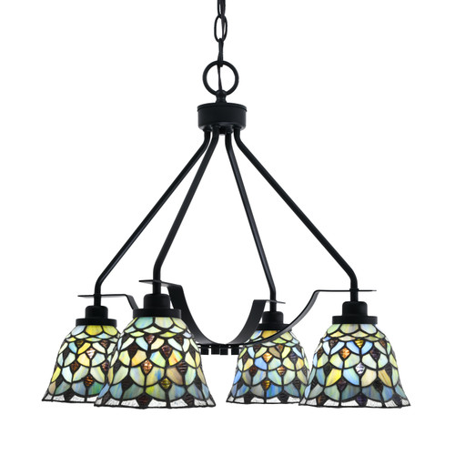 Odyssey Downlight, 4 Light, Chandelier In Matte Black Finish With 7" Crescent Art Glass  (2604-MB-9965)