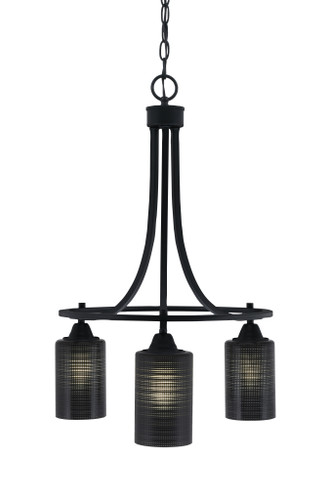 Paramount Downlight, 3 Light, Chandelier In Matte Black Finish With 4" Black Matrix Glass (3413-MB-4069)