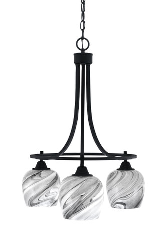 Paramount Downlight, 3 Light, Chandelier In Matte Black Finish With 6" Onyx Swirl Glass  (3413-MB-4819)