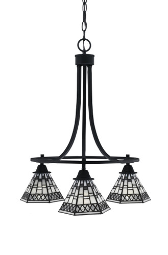 Paramount Downlight, 3 Light, Chandelier In Matte Black Finish With 7" Pewter Art Glass (3413-MB-9105)
