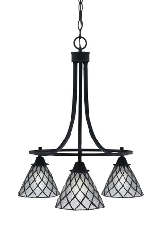Paramount Downlight, 3 Light, Chandelier In Matte Black Finish With 7" Diamond Ice Art Glass (3413-MB-9185)