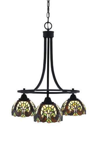 Paramount Downlight, 3 Light, Chandelier In Matte Black Finish With 7" Ivory Cypress Art Glass (3413-MB-9945)