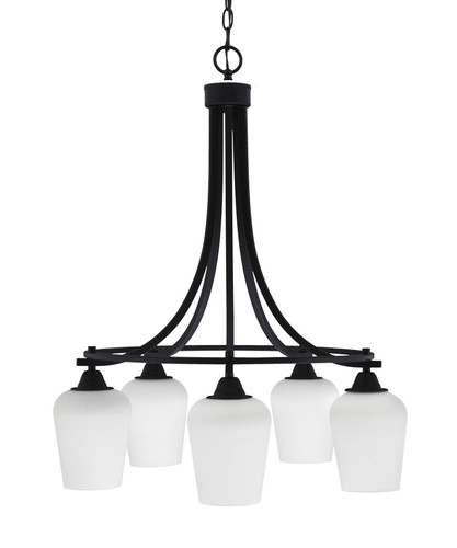 Paramount Downlight, 5 Light, Chandelier In Matte Black Finish With 5" White Muslin Glass (3415-MB-211)