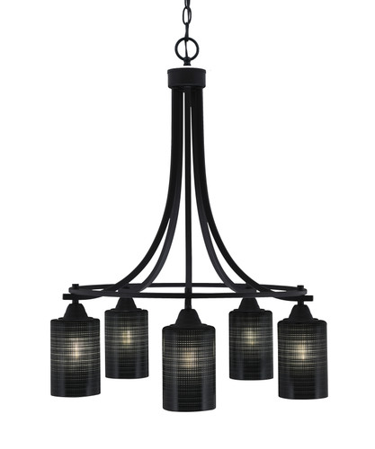 Paramount Downlight, 5 Light, Chandelier In Matte Black Finish With 4" Black Matrix Glass (3415-MB-4069)