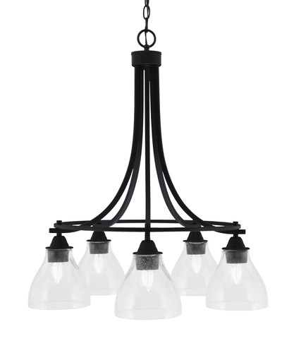 Paramount Downlight, 5 Light, Chandelier In Matte Black Finish With 6.25" Clear Bubble Glass (3415-MB-4760)