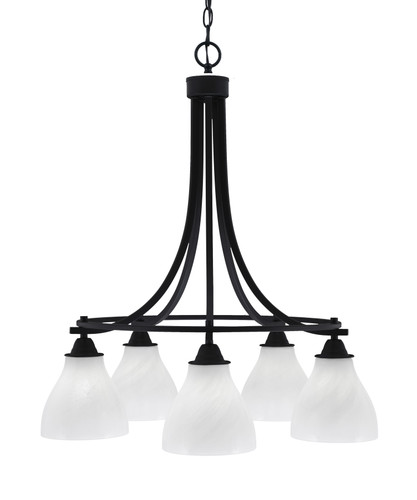 Paramount Downlight, 5 Light, Chandelier In Matte Black Finish With 6.25" White Marble Glass (3415-MB-4761)