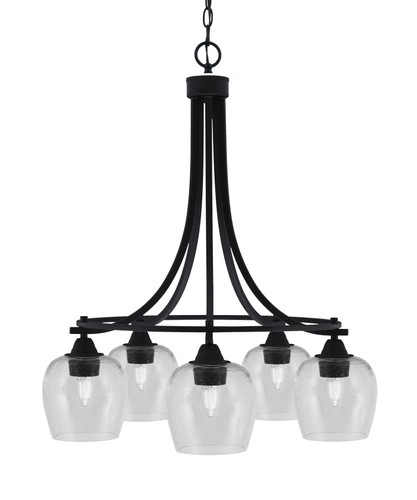 Paramount Downlight, 5 Light, Chandelier In Matte Black Finish With 6" Clear Bubble Glass (3415-MB-4810)