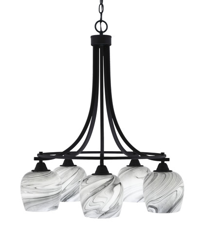 Paramount Downlight, 5 Light, Chandelier In Matte Black Finish With 6" Onyx Swirl Glass  (3415-MB-4819)