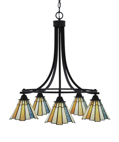 Paramount Downlight, 5 Light, Chandelier In Matte Black Finish With 7" Sequoia Art Glass (3415-MB-9335)