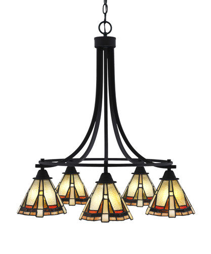 Paramount Downlight, 5 Light, Chandelier In Matte Black Finish With 7" Zion Art Glass (3415-MB-9345)