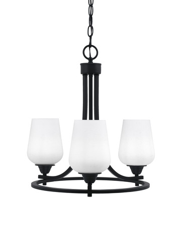 Paramount Uplight, 3 Light, Chandelier In Matte Black Finish With 5" White Muslin Glass (3403-MB-211)